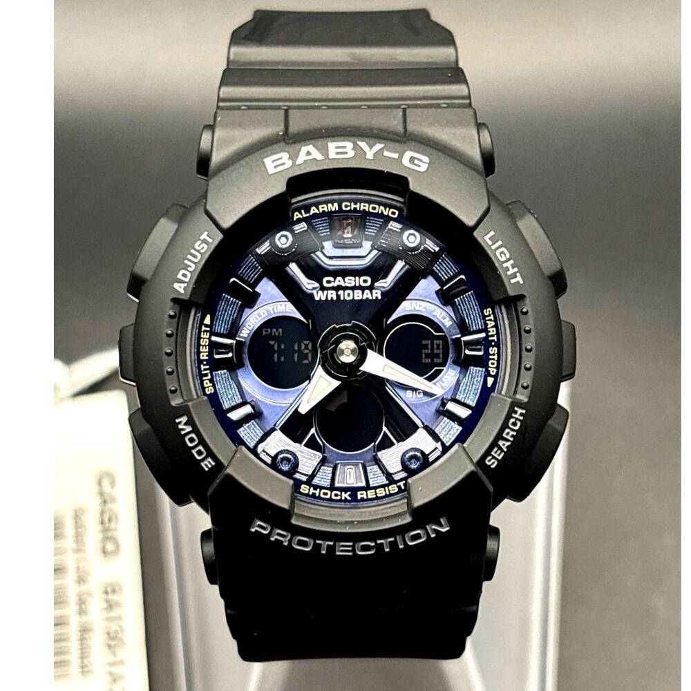 Casio Baby-G BA130-1A2 Metallic Blue Black Analog Digital Women's 43MM Watch NIB